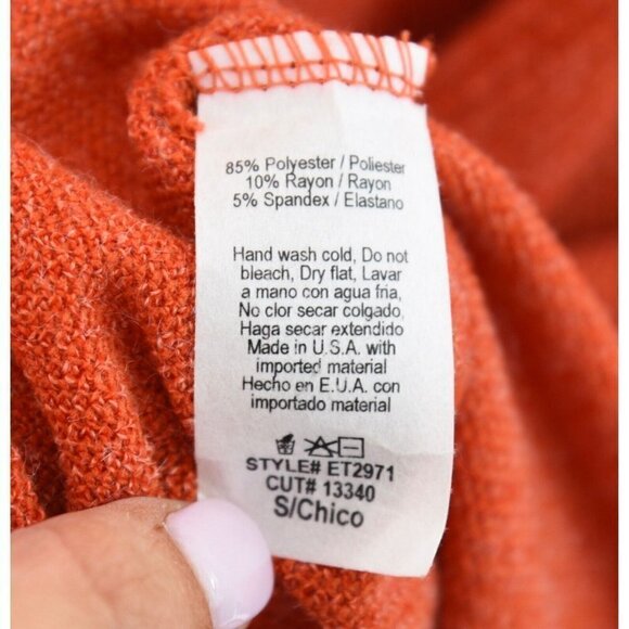 Easel Anthropologie Oversized Swing Knit Sweater Tunic Top Babydoll Orange Sz S - Picture 9 of 9